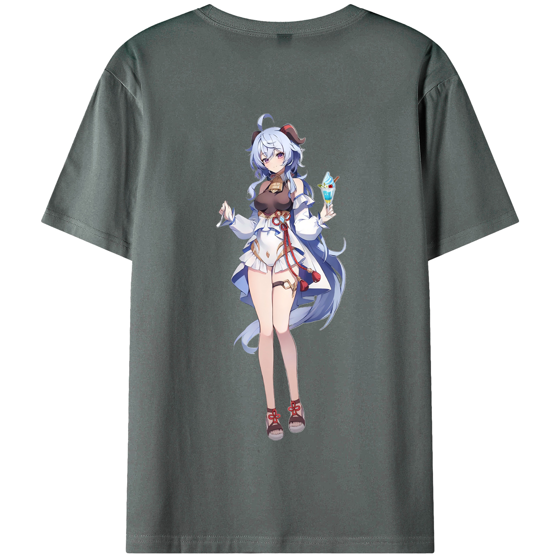 げんし神 甘雨 かんう genshin Ganyu 綿100％半袖Tシャツ（背面プリント）